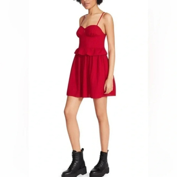 Betsey Johnson | Red Ruffle Fit & Flare Pinup Rockabilly Dress Size L Large - Picture 15 of 15